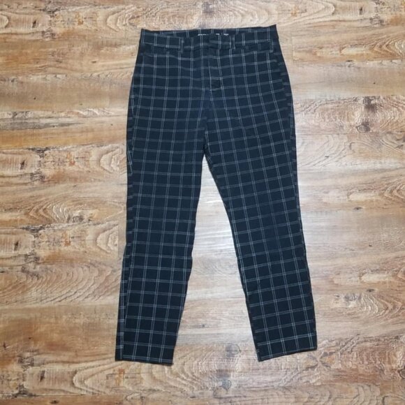 Old Navy Pants Pixie Cropped Plaid 8 Modern Summer Black - Picture 1 of 5